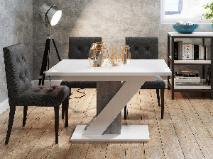 Modern asztal Mirjan Exalior (fényes fehér + beton)