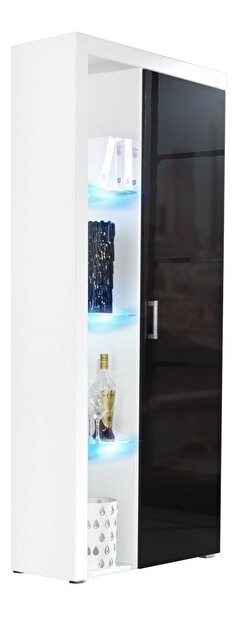 Polcos szekrény Mirjan Magnolia Mirjan MA2 (fehér + fényes fekete) (kék LED világítás)