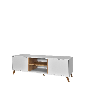 TV asztal + szekrény Barbara 150 WL05 (fehér + fehér + arany craft tölgy)