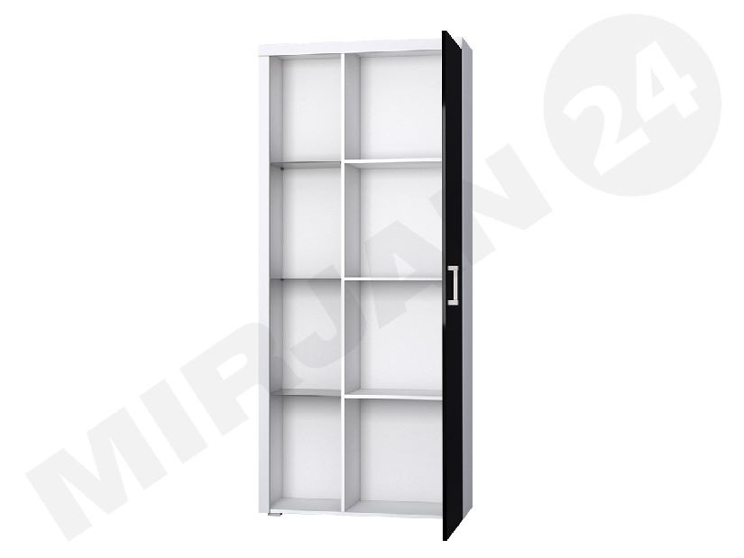 Polcos szekrény Mirjan Magnolia Mirjan MA2 (fehér + fényes fekete) (fehér LED világítás)