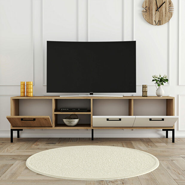 TV asztal/szekrény Aura RTV (tölgy + fehér)
