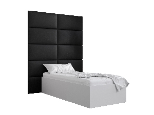 Egyszemélyes ágy kárpitozott fejtámlával 90 cm Brittany 1 (matt fehér + fekete) (ágyráccsal)