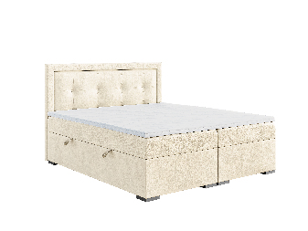 Egyszemélyes ágy Boxspring 120 cm Veronica (krém) (matraccal és tárolóhellyel)