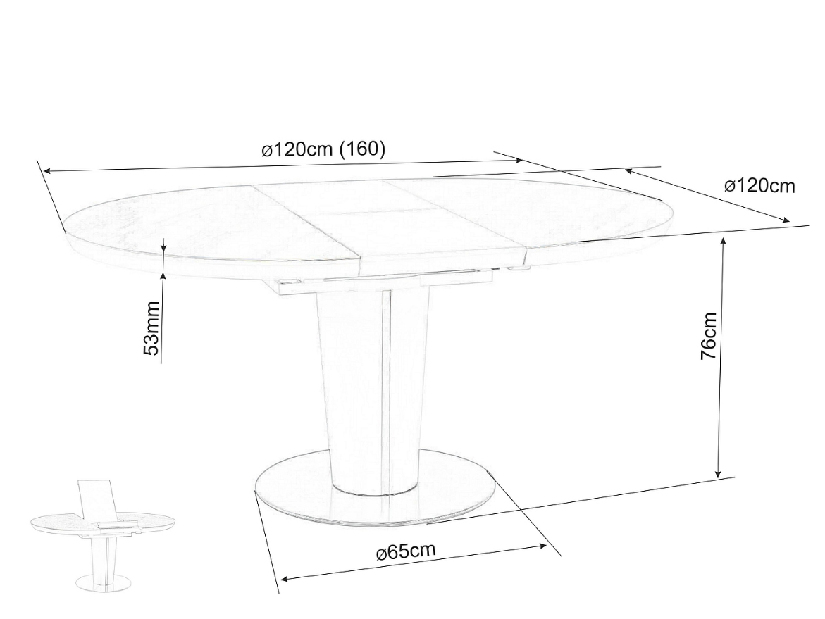 Széthúzható étkezőasztal 120-160 cm Oris (fehér) (4 6 fő részére)