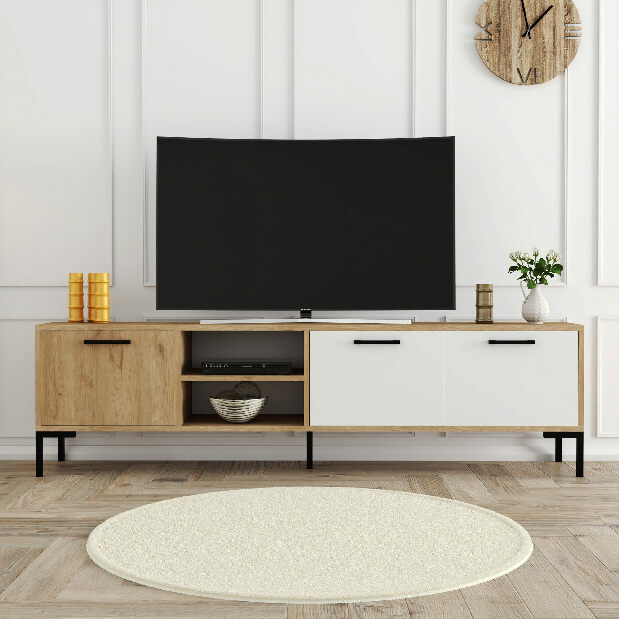 TV asztal/szekrény Aura RTV (tölgy + fehér)