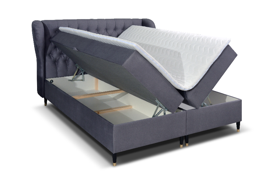 Egyszemélyes ágy Boxspring 120 cm Ortun (sötétszürke)