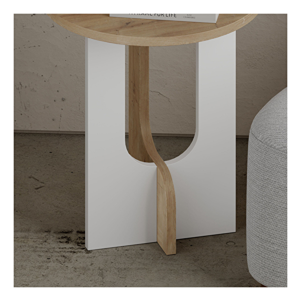 Kézi asztal Leilani (Tölgy + Fehér)