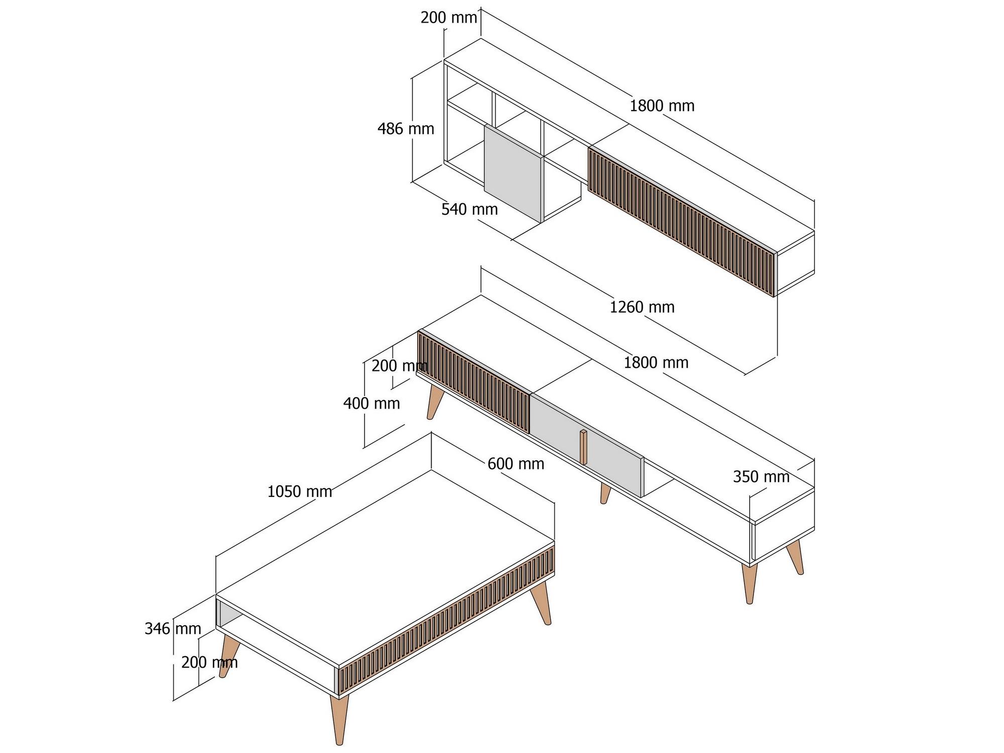 Nappali fal Milhouse set 481 (dió + fehér) 