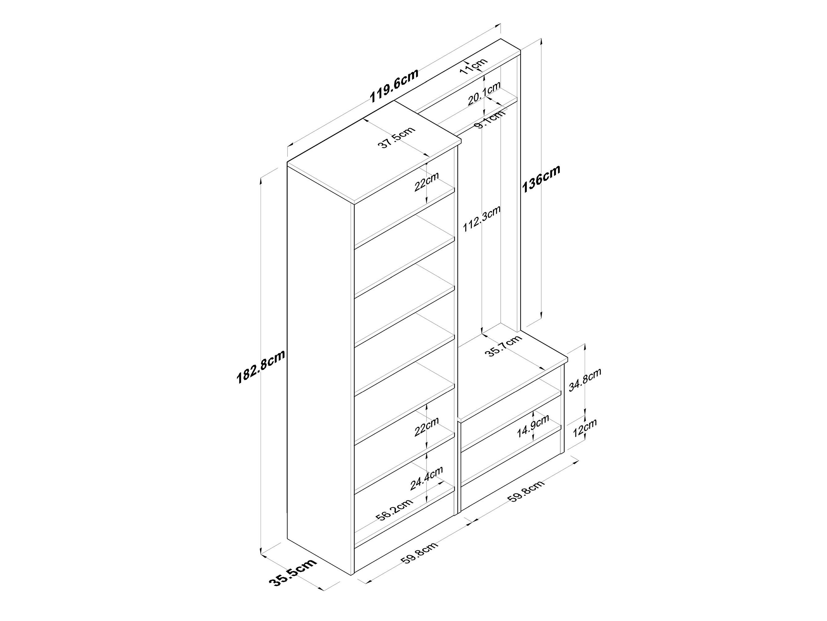 Előszobafal Petunia M11 (dió + fehér) 