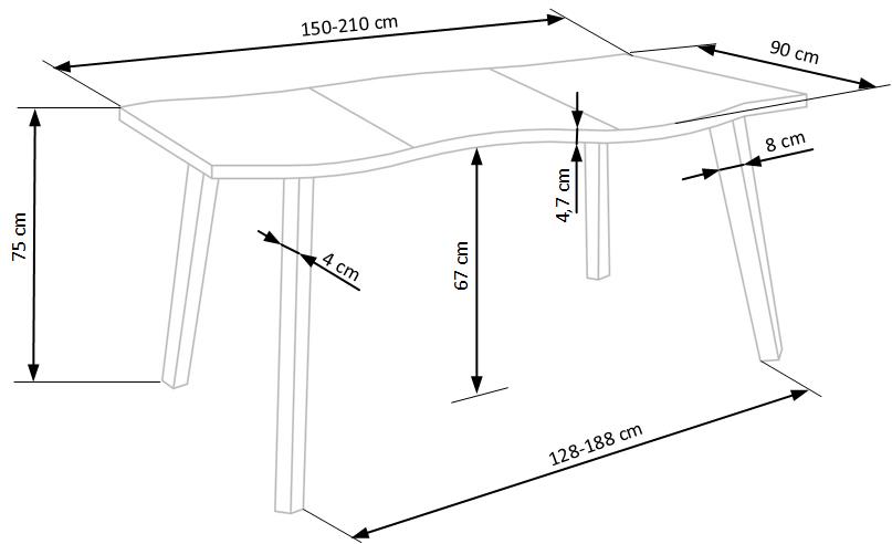 Széthúzható étkezőasztal  150-210 cm Delisa (fekete) (6 8 fő részére)