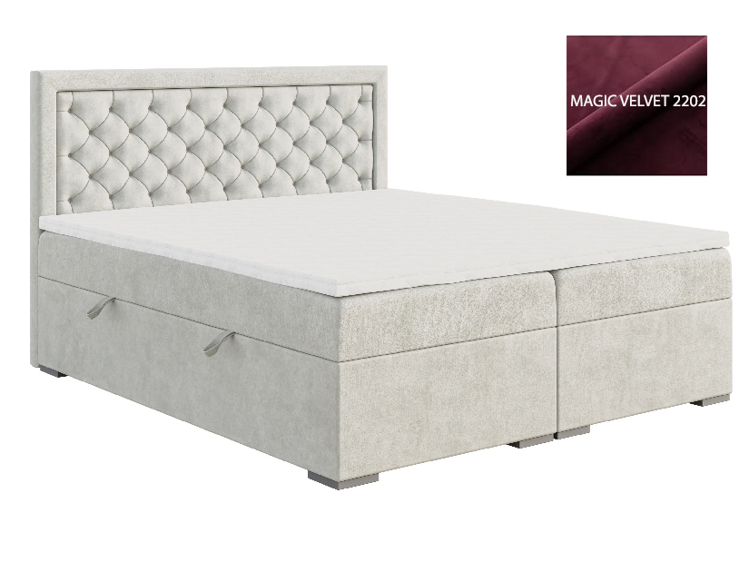 Egyszemélyes ágy Boxspring 90 cm Bohem (lila) (matraccal, tárolóhellyel) *bazár