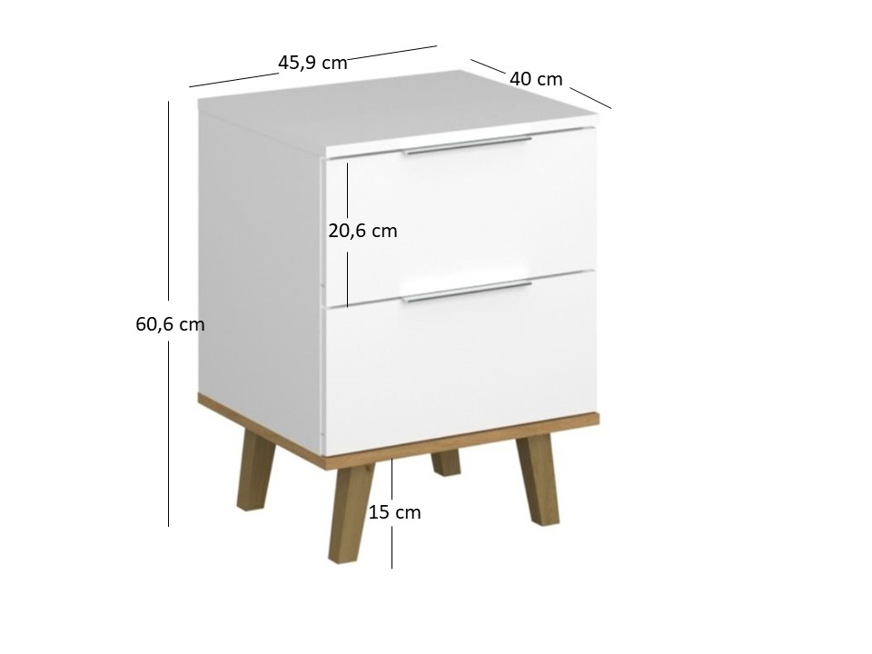 Komód Nickole 2S/46 (fehér + kőtölgy)