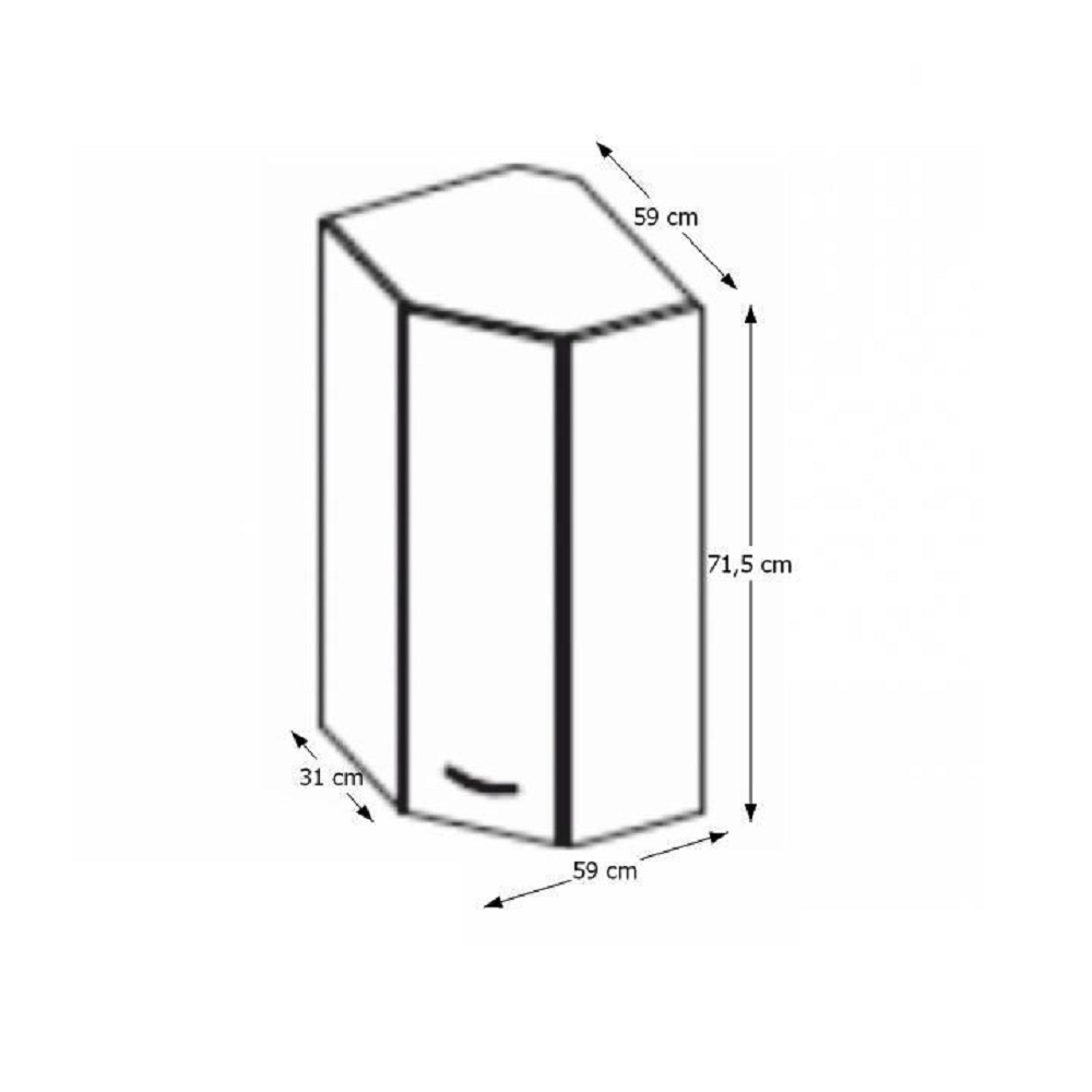 Felső konyhaszekrény, sarok Pleitton 60/60 N G 72
