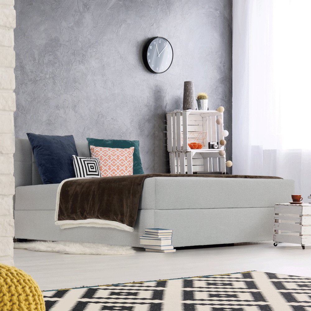 Franciaágy Boxspring 140 cm Ferrati (szürke + barna)