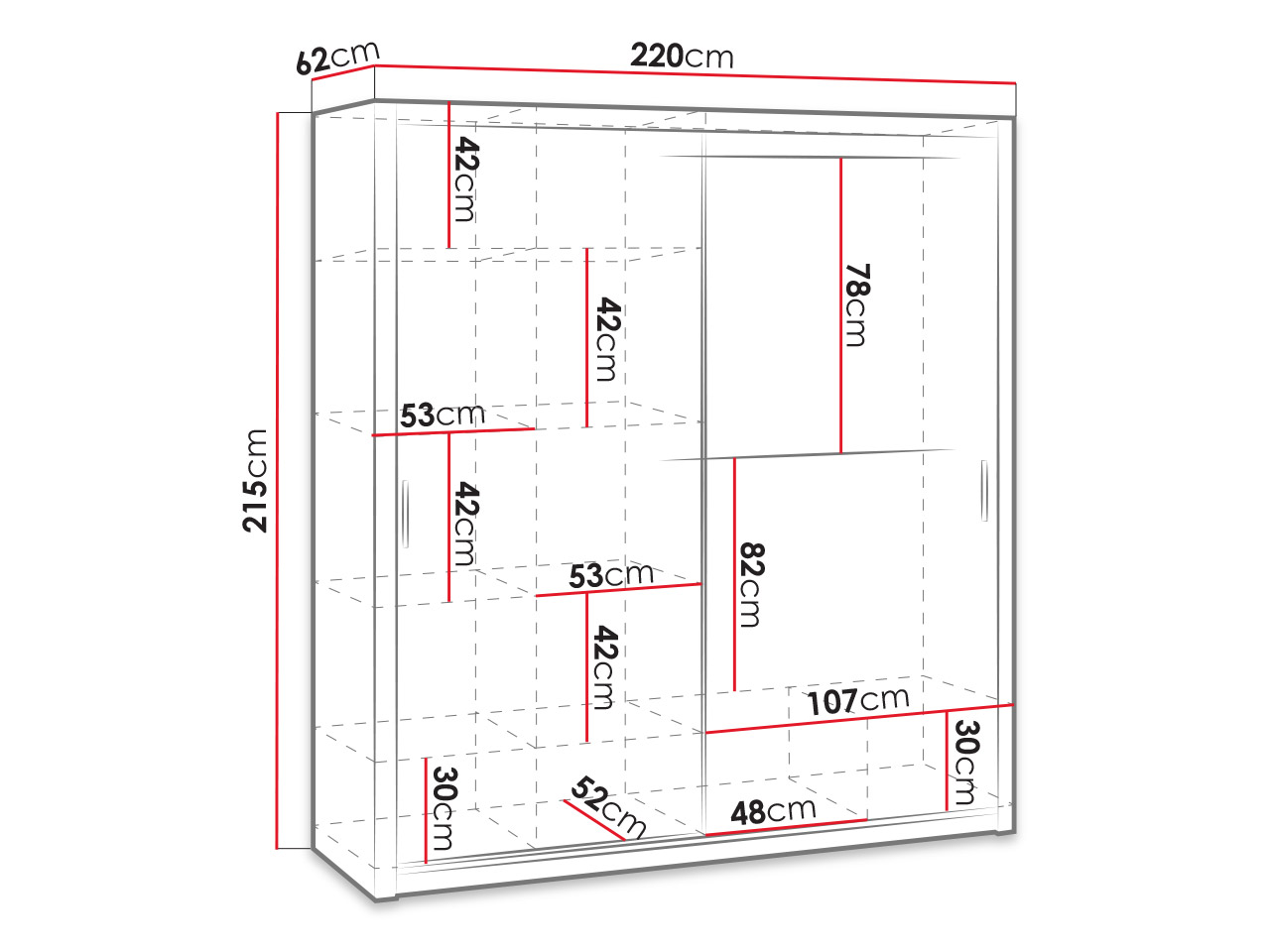 Ruhásszekrény tolóajtókkal Klary SZ220 KE11 (monastery tölgy) (tükörrel)