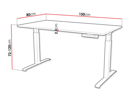 Elektromosan állítható magasságú PC asztal Fega Long 150 (fehér + fekete) 