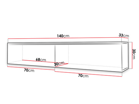 TV szekrény Dlana 140 MDF (fekete grafit + halcsont fekete) (fehér LED világítás)