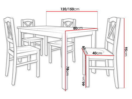 Étkezőasztal 4 székkel AL22 (fekete + artisan tölgy) *kiárusítás